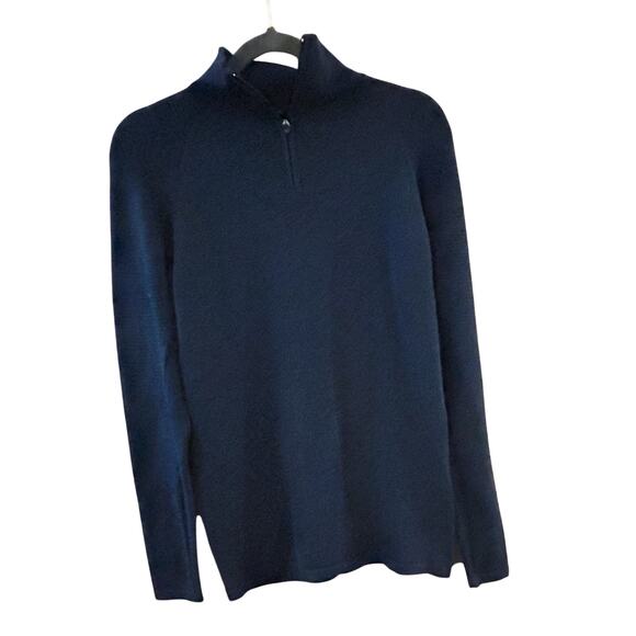 Oakley Performance Men’s 1/4 Zip Sweater Sz XL Navy Blue Wool Acrylic Made Italy - Picture 1 of 6